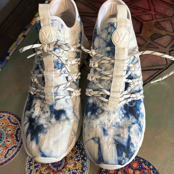 Blue and White Tie-Dye Sneakers
